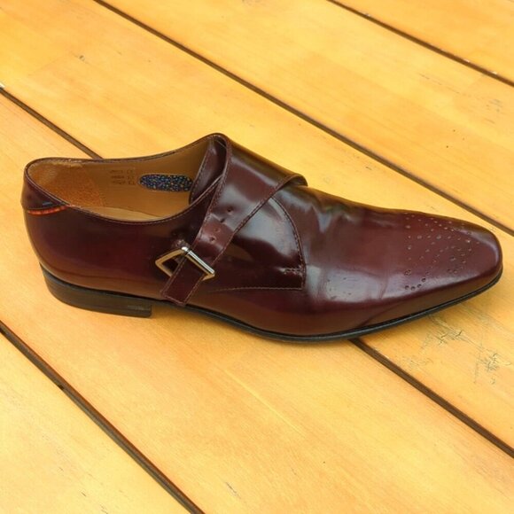Paul Smith Brown Patent Leather Oxfords with Monk Strap Polished Finish - US 9 - Picture 3 of 9